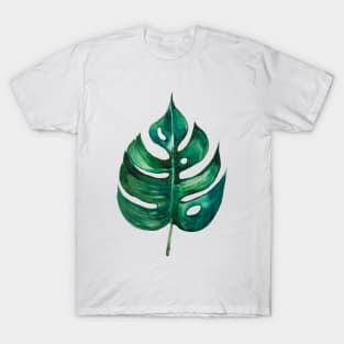 Dark Tropical Leaf Sketch Pattern T-Shirt